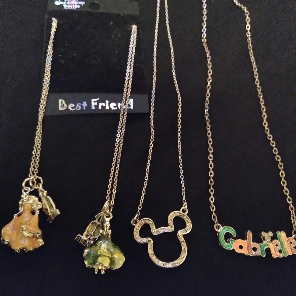 Kids silver tone Disney necklace lot